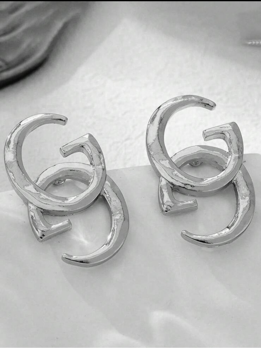 Silver Interlocking G Earrings